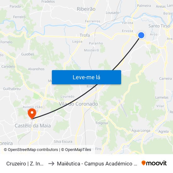 Cruzeiro | Z. Ind. Poupa I to Maiêutica - Campus Académico do Ismai e Ipmaia map