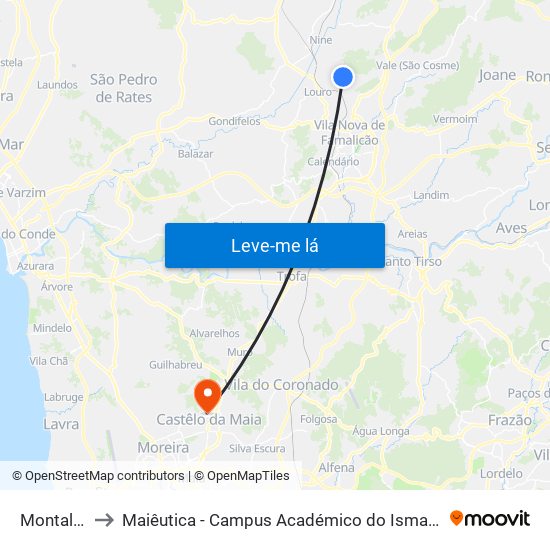 Montalvão to Maiêutica - Campus Académico do Ismai e Ipmaia map
