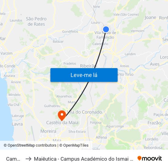 Campos to Maiêutica - Campus Académico do Ismai e Ipmaia map