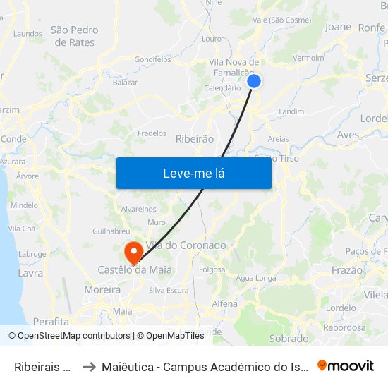 Rotunda Portas de Camilo to Maiêutica - Campus Académico do Ismai e Ipmaia map