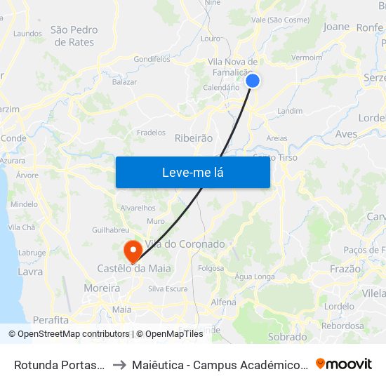 Rotunda Portas de Camilo to Maiêutica - Campus Académico do Ismai e Ipmaia map