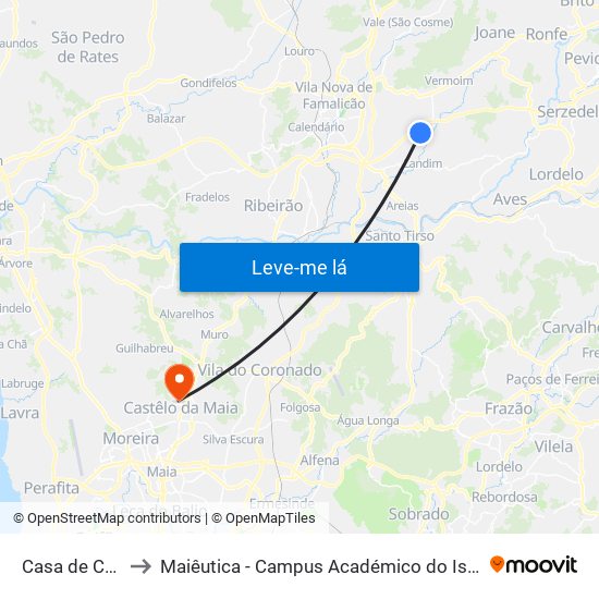 Casa de Camilo to Maiêutica - Campus Académico do Ismai e Ipmaia map