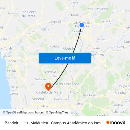 Bandeirinha to Maiêutica - Campus Académico do Ismai e Ipmaia map