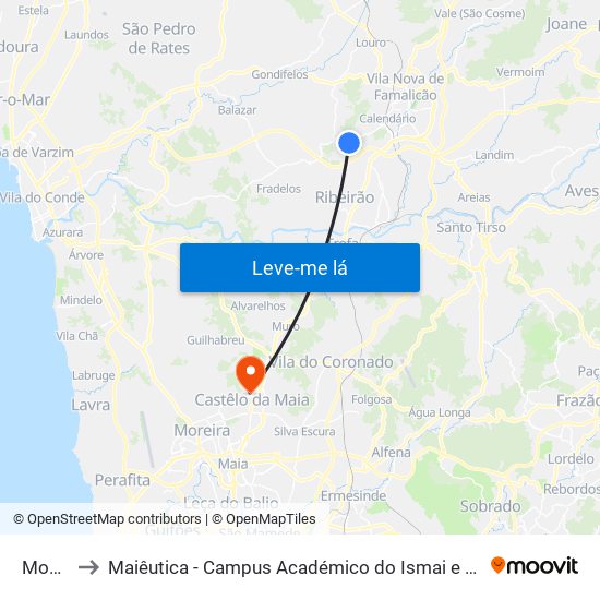 Monte to Maiêutica - Campus Académico do Ismai e Ipmaia map