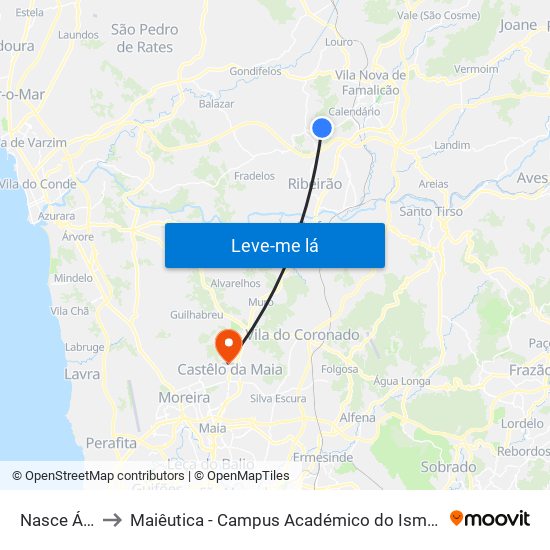 Nasce Água to Maiêutica - Campus Académico do Ismai e Ipmaia map