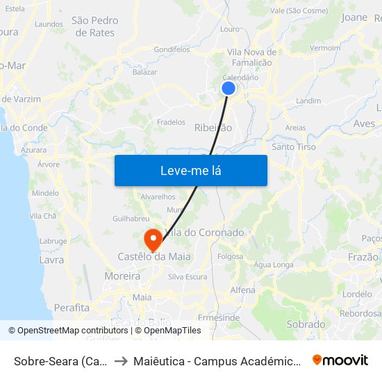 Sobre-Seara (Cano Grande) to Maiêutica - Campus Académico do Ismai e Ipmaia map