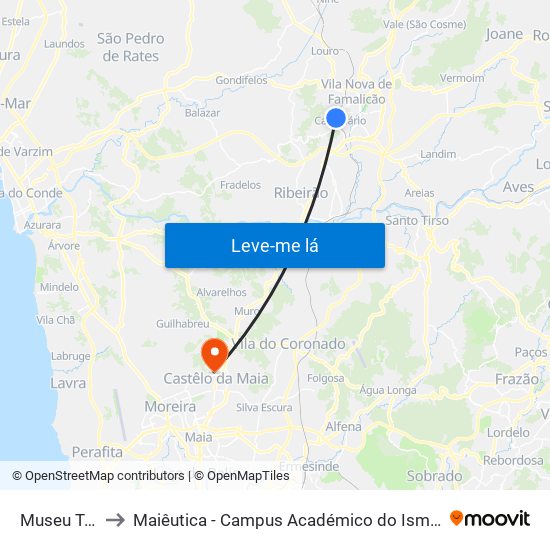 Museu Têxtil to Maiêutica - Campus Académico do Ismai e Ipmaia map