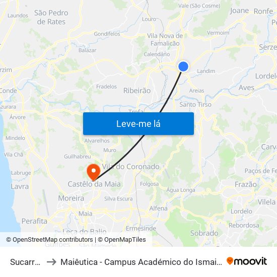 Sucarreira to Maiêutica - Campus Académico do Ismai e Ipmaia map