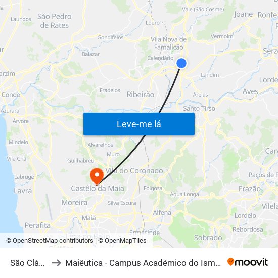 São Cláudio to Maiêutica - Campus Académico do Ismai e Ipmaia map