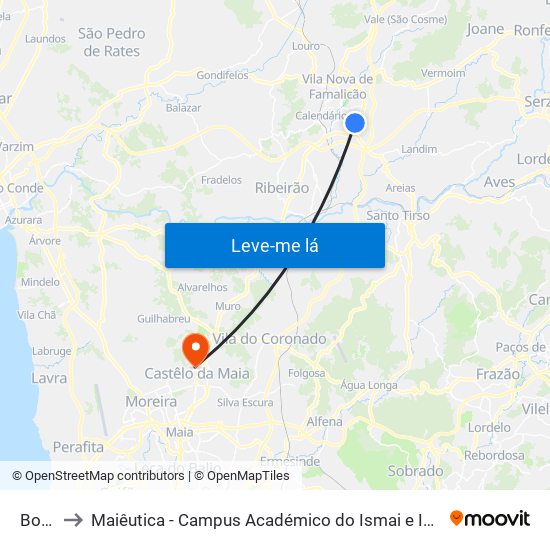 Boca to Maiêutica - Campus Académico do Ismai e Ipmaia map