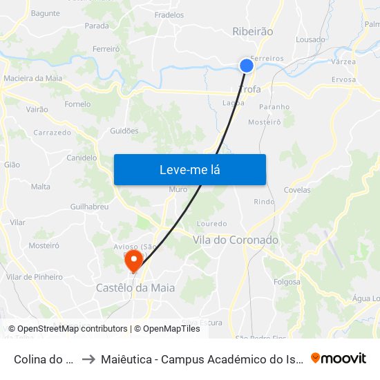 Colina do Ave II to Maiêutica - Campus Académico do Ismai e Ipmaia map