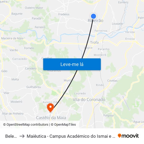 Beleco to Maiêutica - Campus Académico do Ismai e Ipmaia map