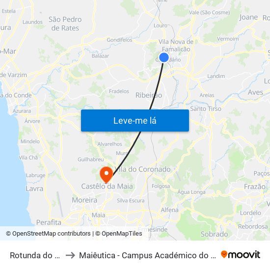 Rotunda do Covêlo to Maiêutica - Campus Académico do Ismai e Ipmaia map