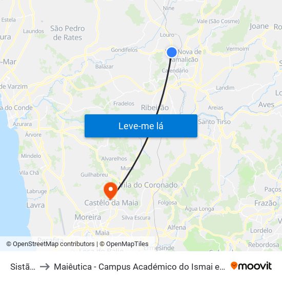 Sistães to Maiêutica - Campus Académico do Ismai e Ipmaia map