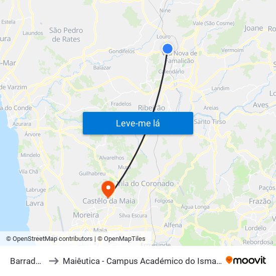 Barradas II to Maiêutica - Campus Académico do Ismai e Ipmaia map