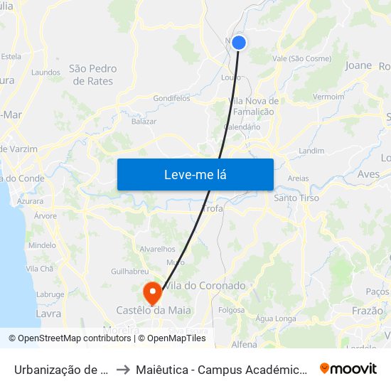 Urbanização de Vilar d'Este to Maiêutica - Campus Académico do Ismai e Ipmaia map