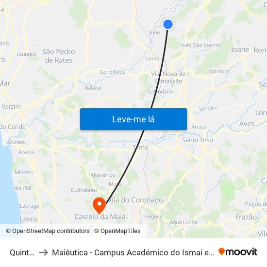 Quintão to Maiêutica - Campus Académico do Ismai e Ipmaia map