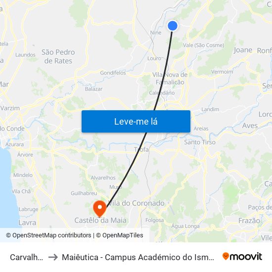 Carvalheira to Maiêutica - Campus Académico do Ismai e Ipmaia map