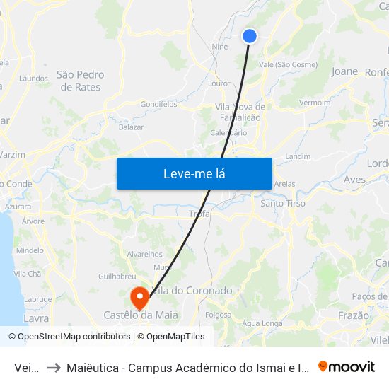 Veiga to Maiêutica - Campus Académico do Ismai e Ipmaia map