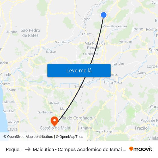 Requeixe to Maiêutica - Campus Académico do Ismai e Ipmaia map