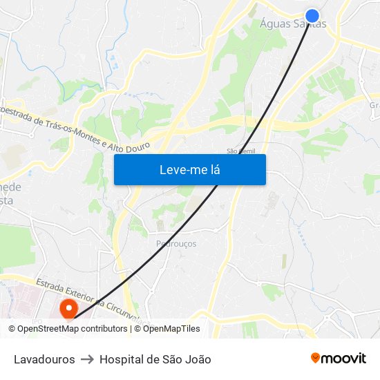 Lavadouros to Hospital de São João map