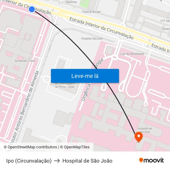 Ipo (Circunvalação) to Hospital de São João map