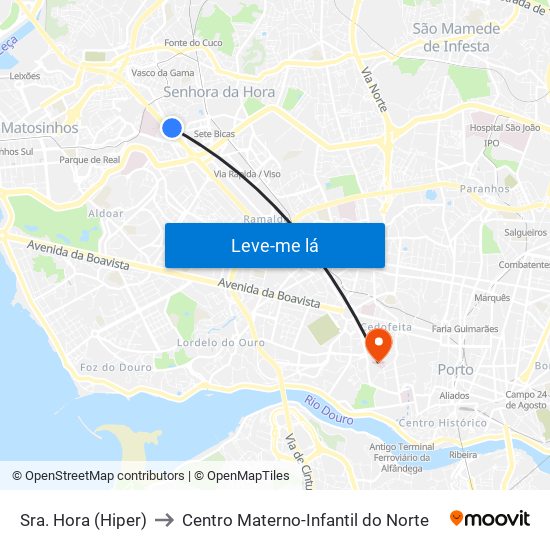 Sra. Hora (Hiper) to Centro Materno-Infantil do Norte map