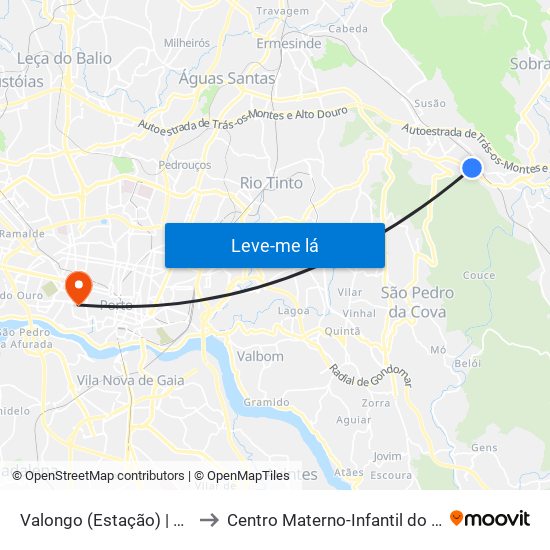 Valongo (Estação) | Presa to Centro Materno-Infantil do Norte map