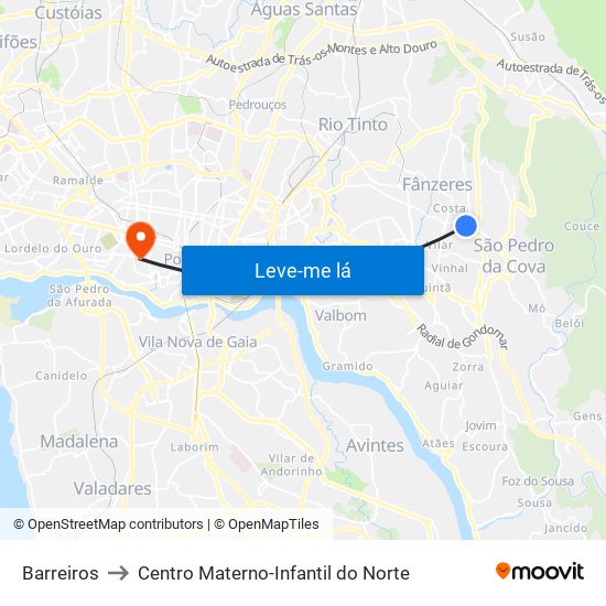 Barreiros to Centro Materno-Infantil do Norte map