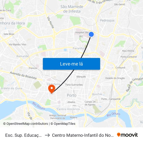 Esc. Sup. Educação to Centro Materno-Infantil do Norte map