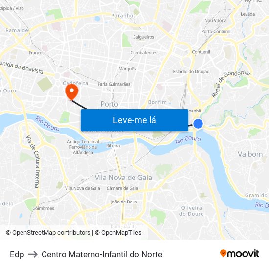 Edp to Centro Materno-Infantil do Norte map