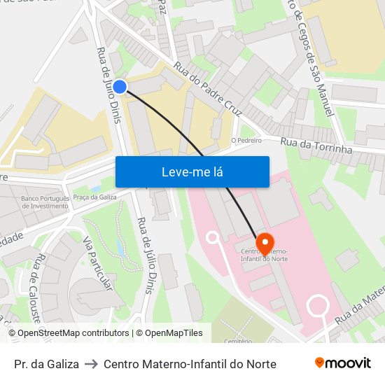 Pr. da Galiza to Centro Materno-Infantil do Norte map