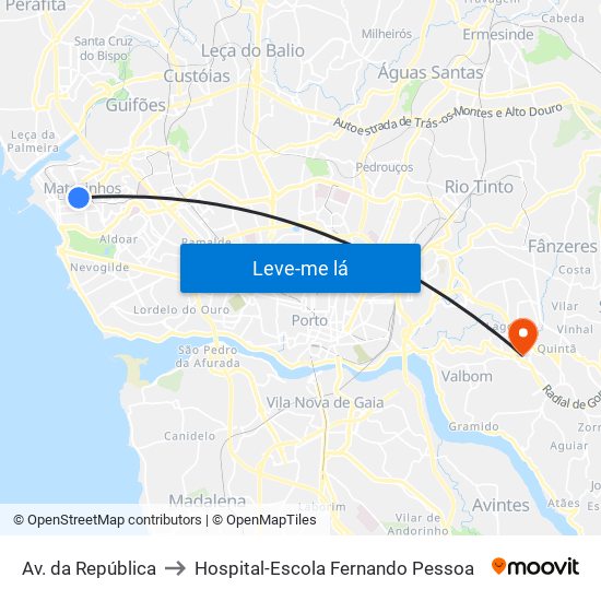 Av. da República to Hospital-Escola Fernando Pessoa map