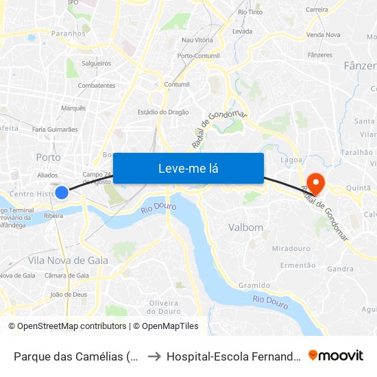 Parque das Camélias (Terminal) to Hospital-Escola Fernando Pessoa map