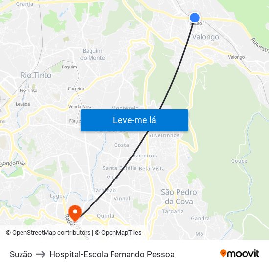 Suzão to Hospital-Escola Fernando Pessoa map