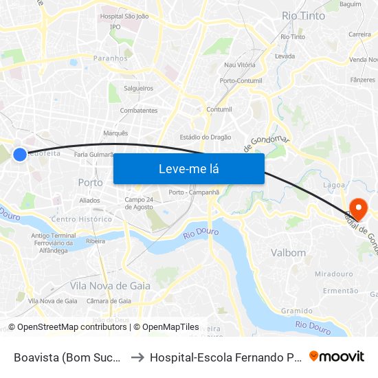 Boavista (Bom Sucesso) to Hospital-Escola Fernando Pessoa map