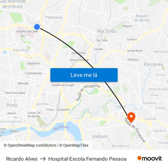 Ricardo Alves to Hospital-Escola Fernando Pessoa map