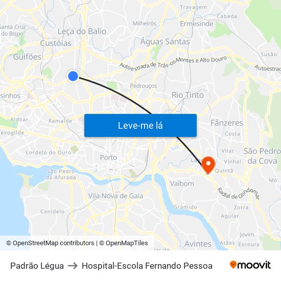 Padrão Légua to Hospital-Escola Fernando Pessoa map