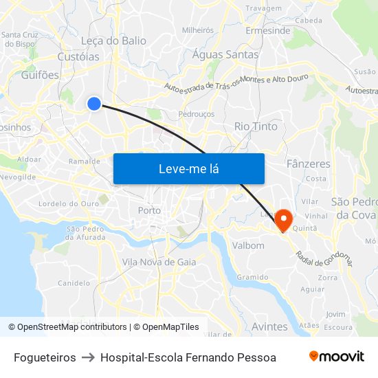 Fogueteiros to Hospital-Escola Fernando Pessoa map
