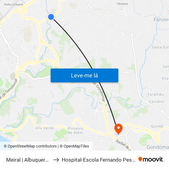 Meiral | Albuquerque to Hospital-Escola Fernando Pessoa map