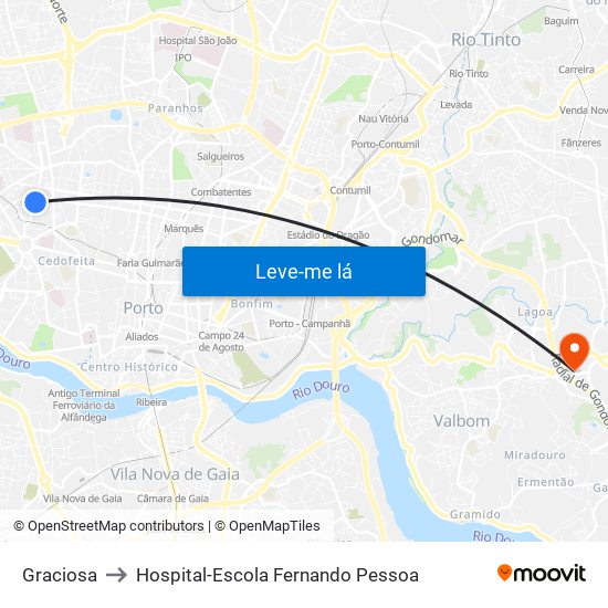 Graciosa to Hospital-Escola Fernando Pessoa map