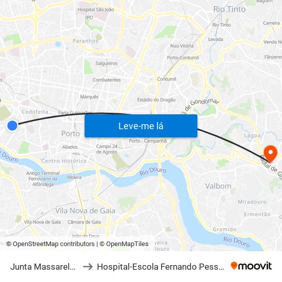 Junta Massarelos to Hospital-Escola Fernando Pessoa map
