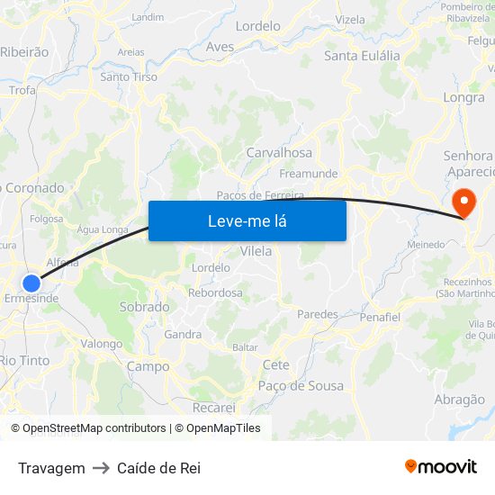 Travagem to Caíde de Rei map