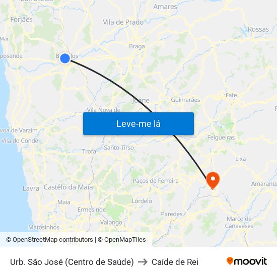 Urb. São José (Centro de Saúde) to Caíde de Rei map