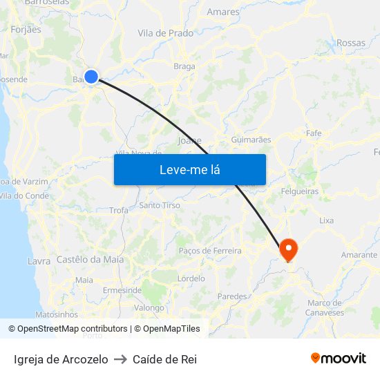 Igreja de Arcozelo to Caíde de Rei map