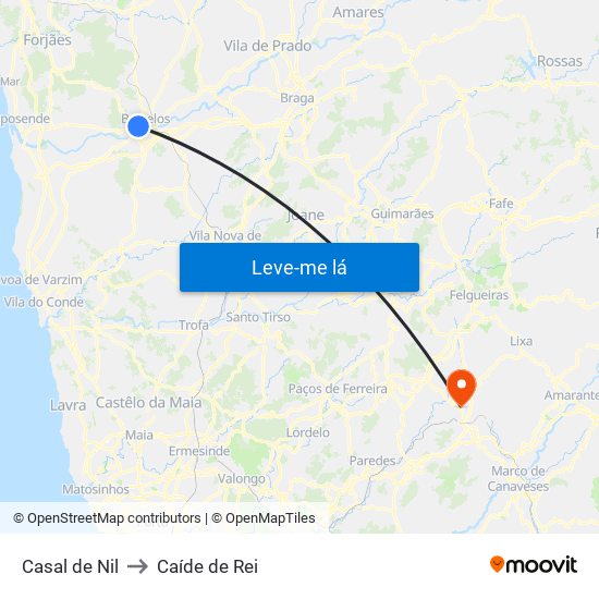 Casal de Nil to Caíde de Rei map