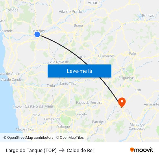 Largo do Tanque (TOP) to Caíde de Rei map