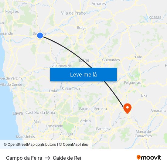 Campo da Feira to Caíde de Rei map