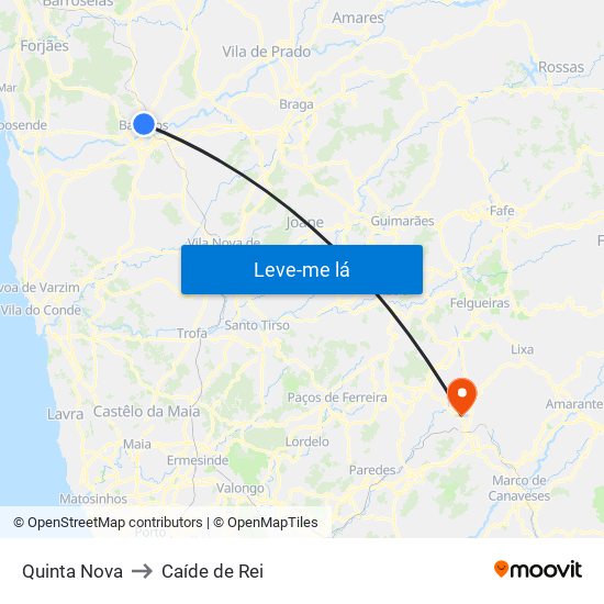 Quinta Nova to Caíde de Rei map