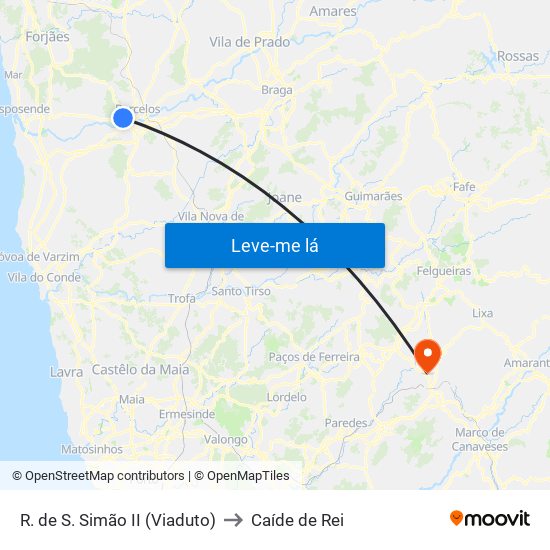 R. de S. Simão II (Viaduto) to Caíde de Rei map